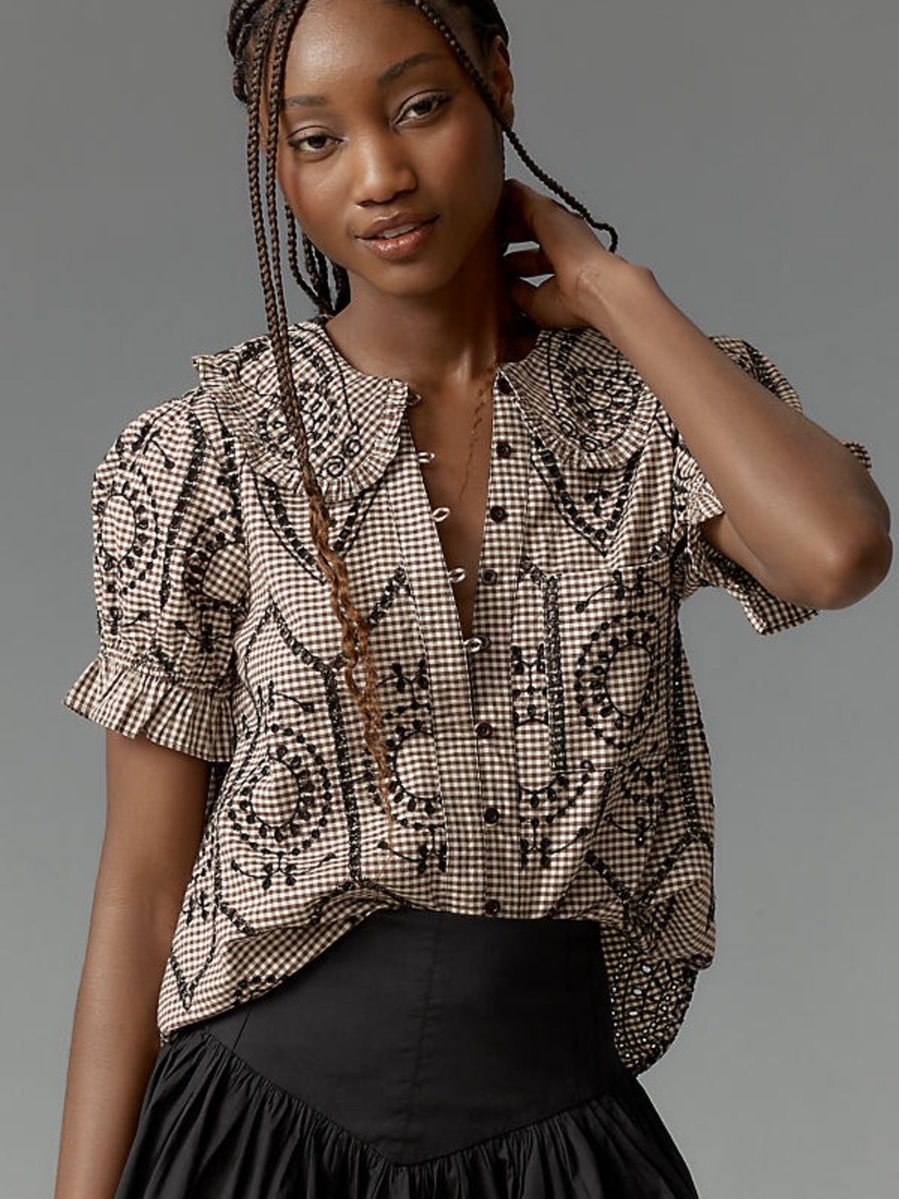 Keira Collared Button-Front Blouse by Pilcro from Anthropologie SZ 2X